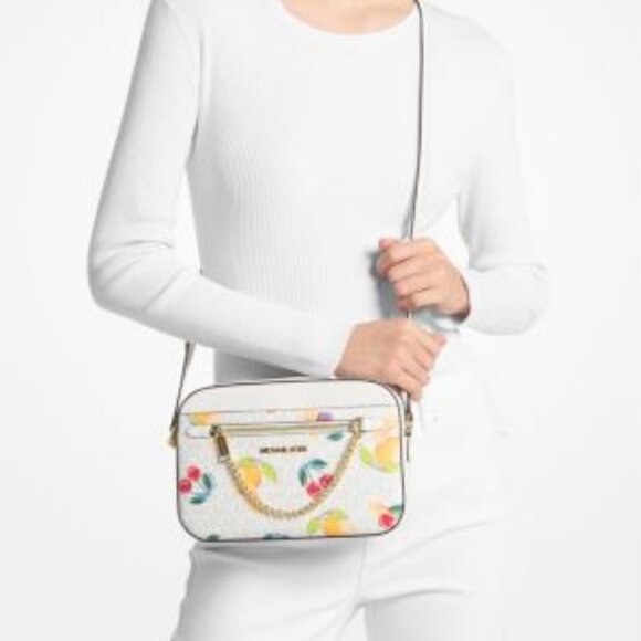 ❌SOLD❌ NWT Michael Kors Jet Set Large Fruit Print Logo Crossbody Bag - Picture 6 of 6